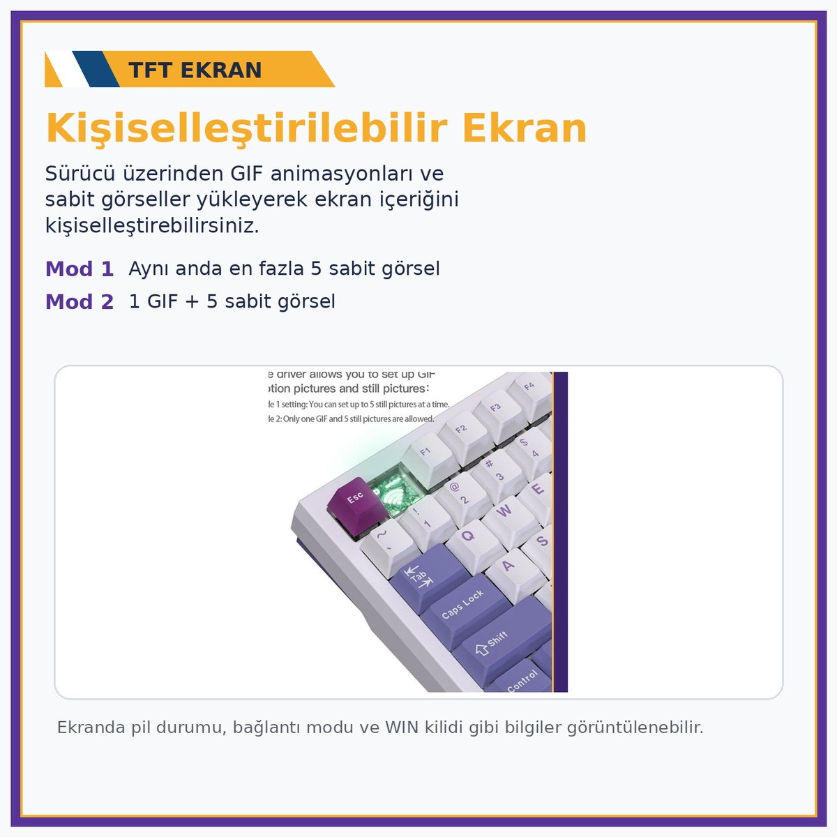 Kişiselleştirilebilir TFT Renkli Ekran