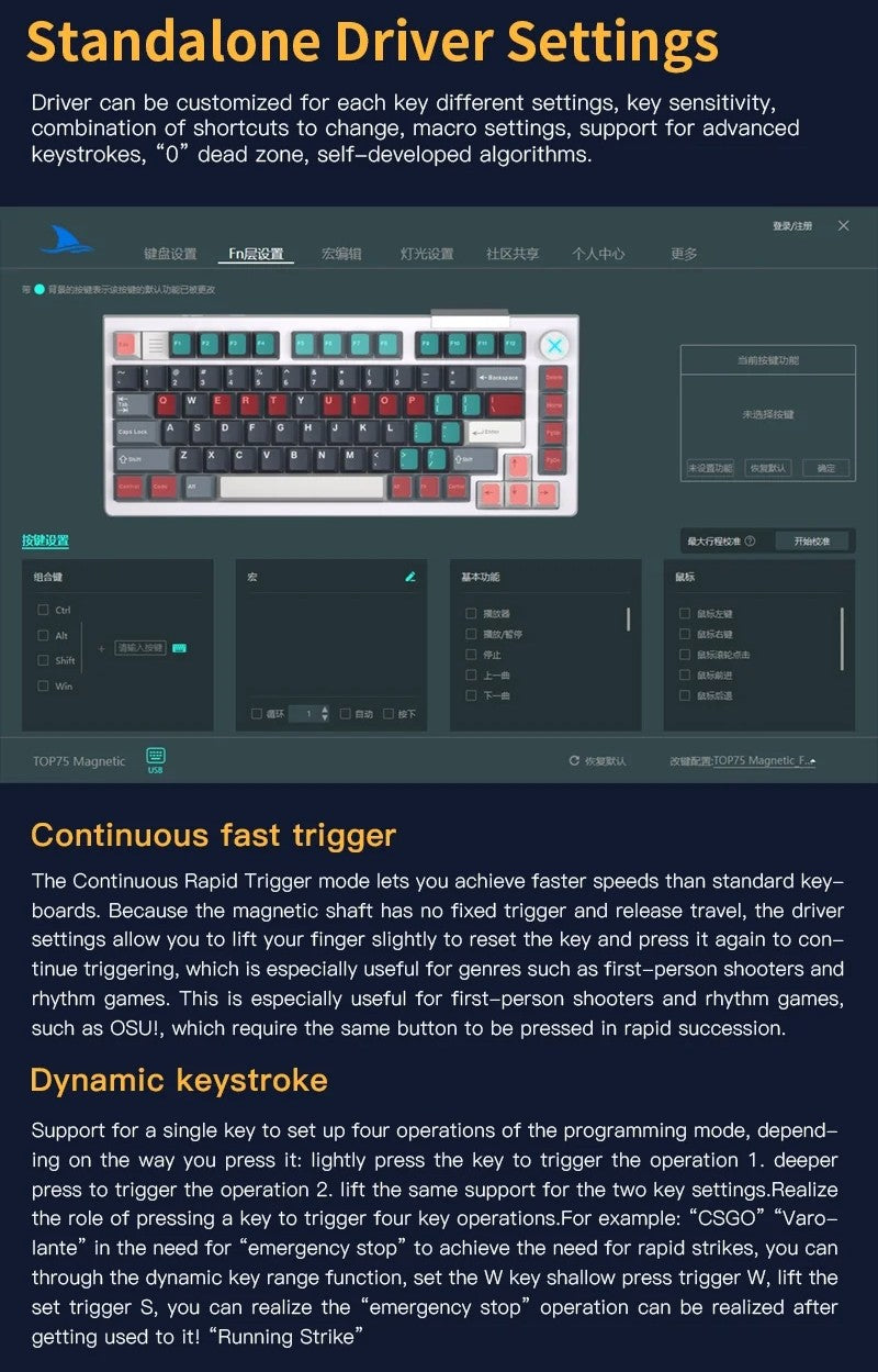 Darmoshark TOP75 HE Trio-Mode Manyetik Switch RGB Gaming Klavye