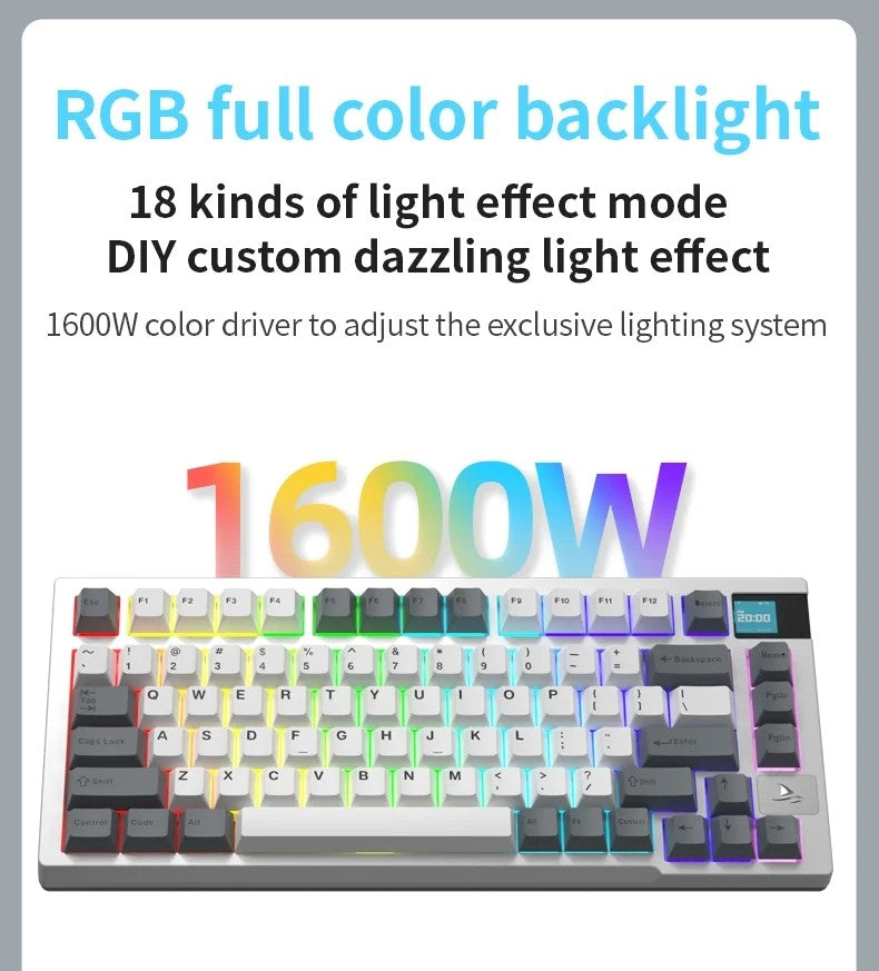 Darmoshark K8 Trio-Mode Mekanik RGB Gaming Klavye TFT Ekranlı