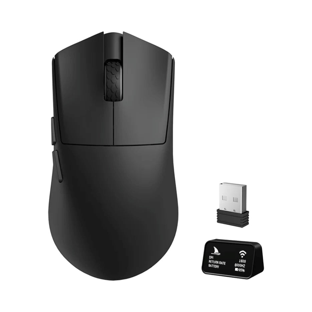 Oyuncu Baykuş Darmoshark M3XS PRO siyah kablosuz 8K oyuncu faresi ve ekranlı 8K dongle seti