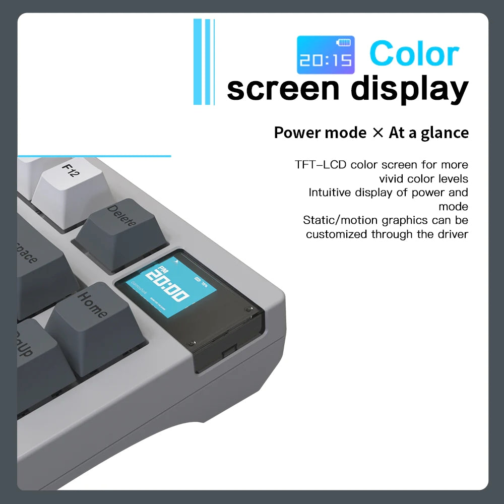 Darmoshark K8 Trio-Mode Mekanik RGB Gaming Klavye TFT Ekranlı