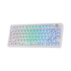 Oyuncu Baykuş EPOMAKER HE75 V2 beyaz şeffaf tuş takımlı, RGB aydınlatmalı %75 manyetik switch mekanik oyuncu klavyesi