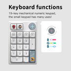 Oyuncu Baykuş Darmoshark K3 Pro 19 tuşlu RGB mekanik gaming keypad, beyaz PBT tuş takımı ve ses kontrol düğmesi