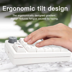Oyuncu Baykuş Darmoshark K3 Pro beyaz mekanik gaming keypad, ergonomik eğimli tasarımı ve ses kontrol düğmesi ile