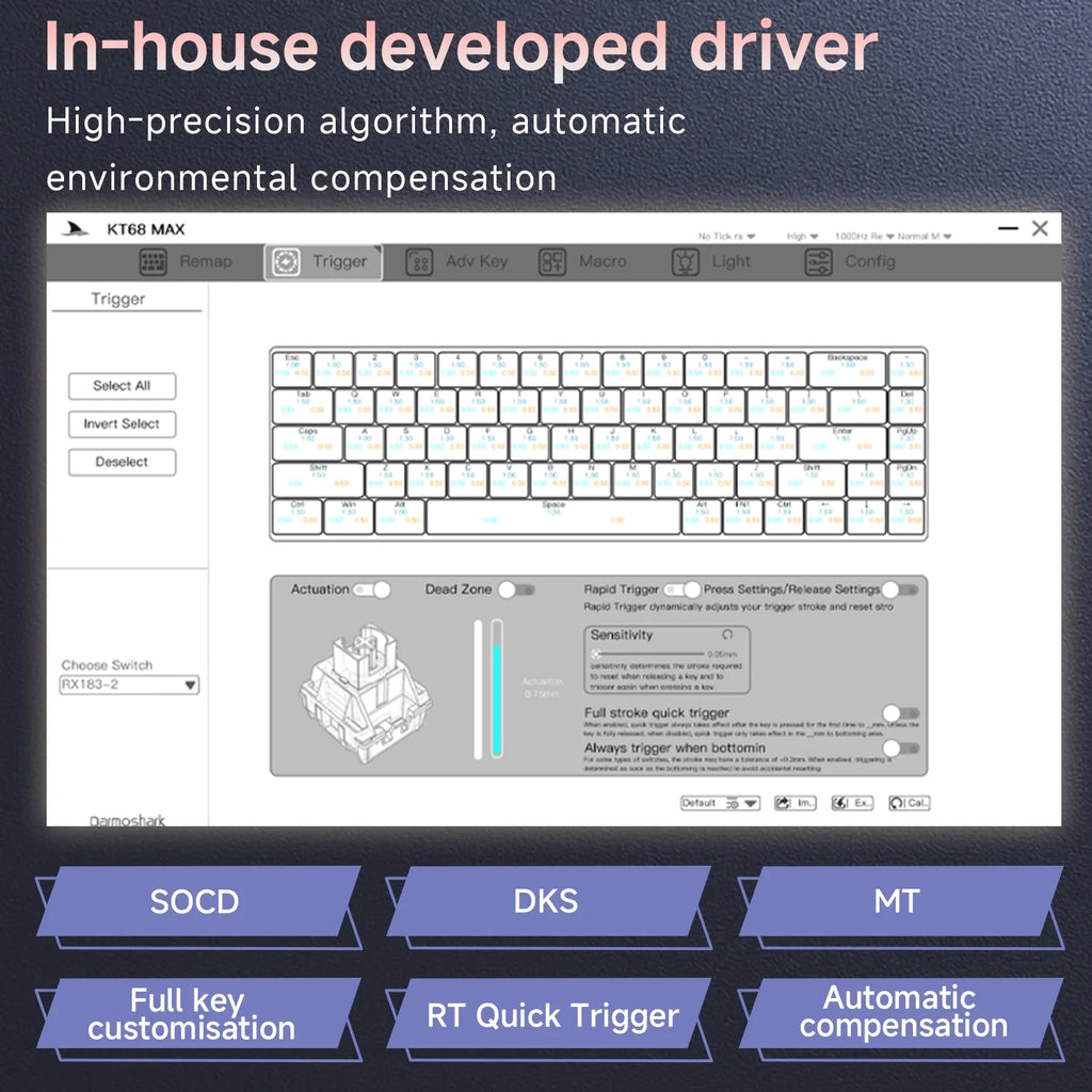 Darmoshark KT68 MAX HE Manyetik Switch 8K RGB Gaming Klavye