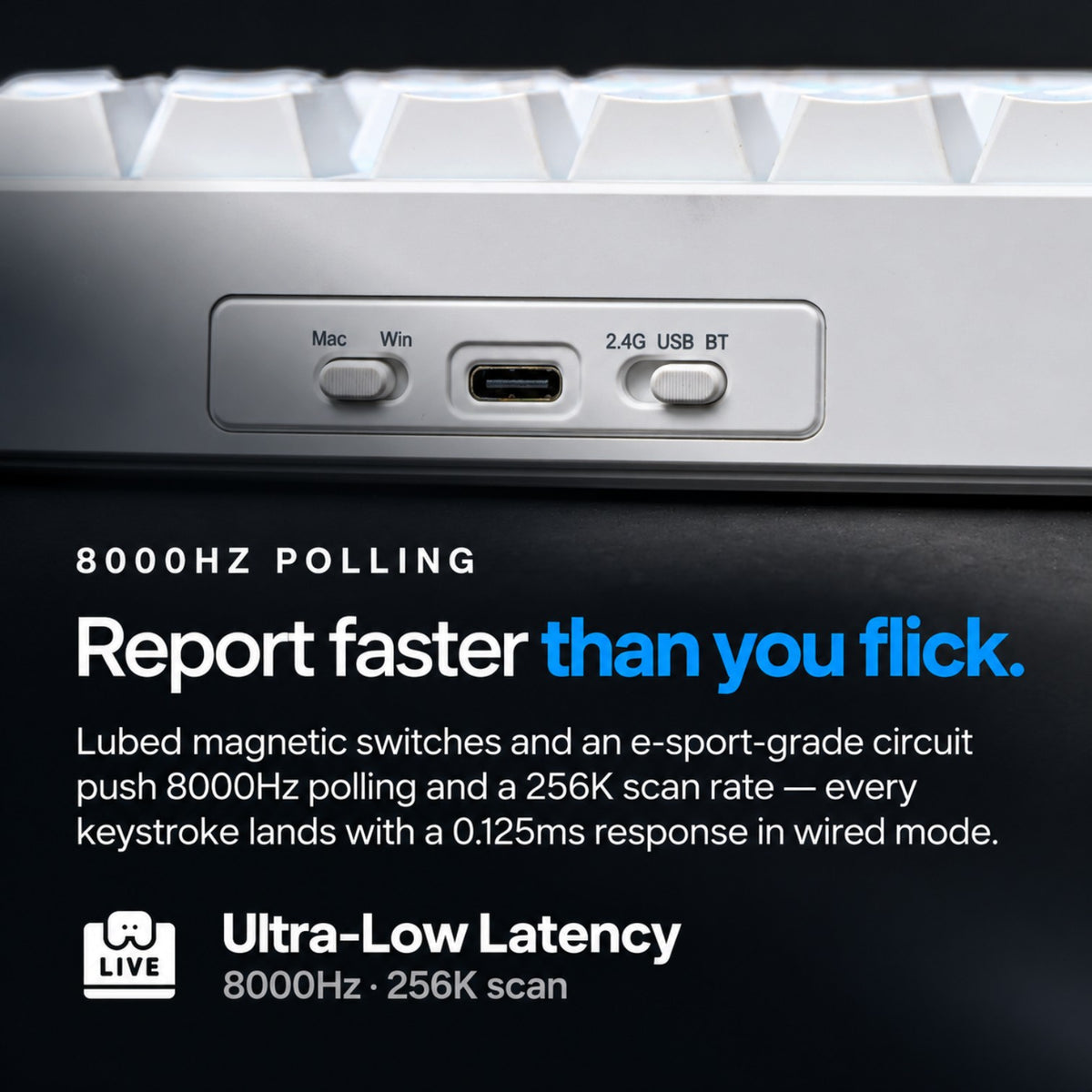 8000Hz Polling Rate & 256K Scan Rate 
