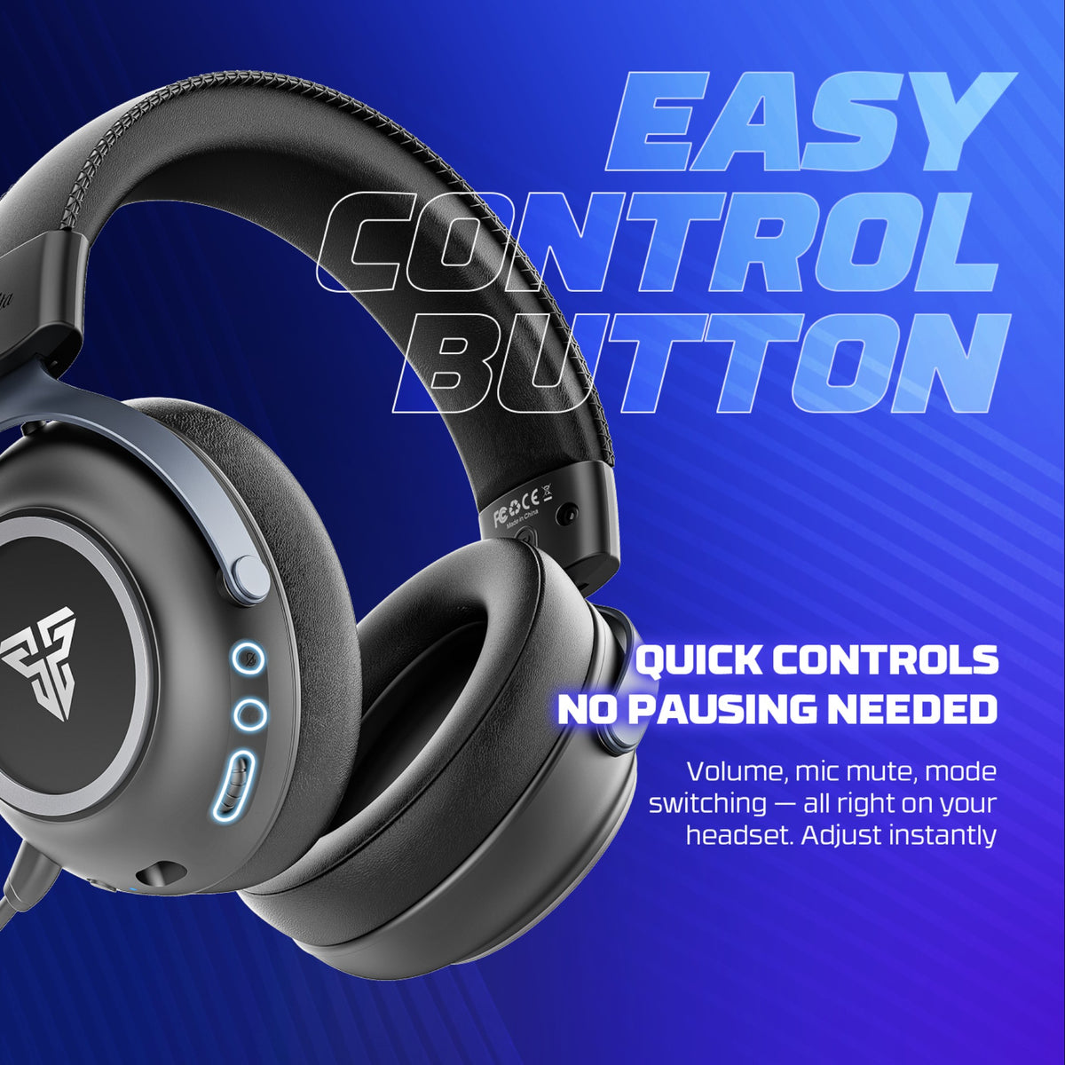 Oyuncu Baykuş Fantech Orbita kablosuz gaming kulaklık, siyah renkli, kontrol düğmeli ve ergonomik tasarımlı