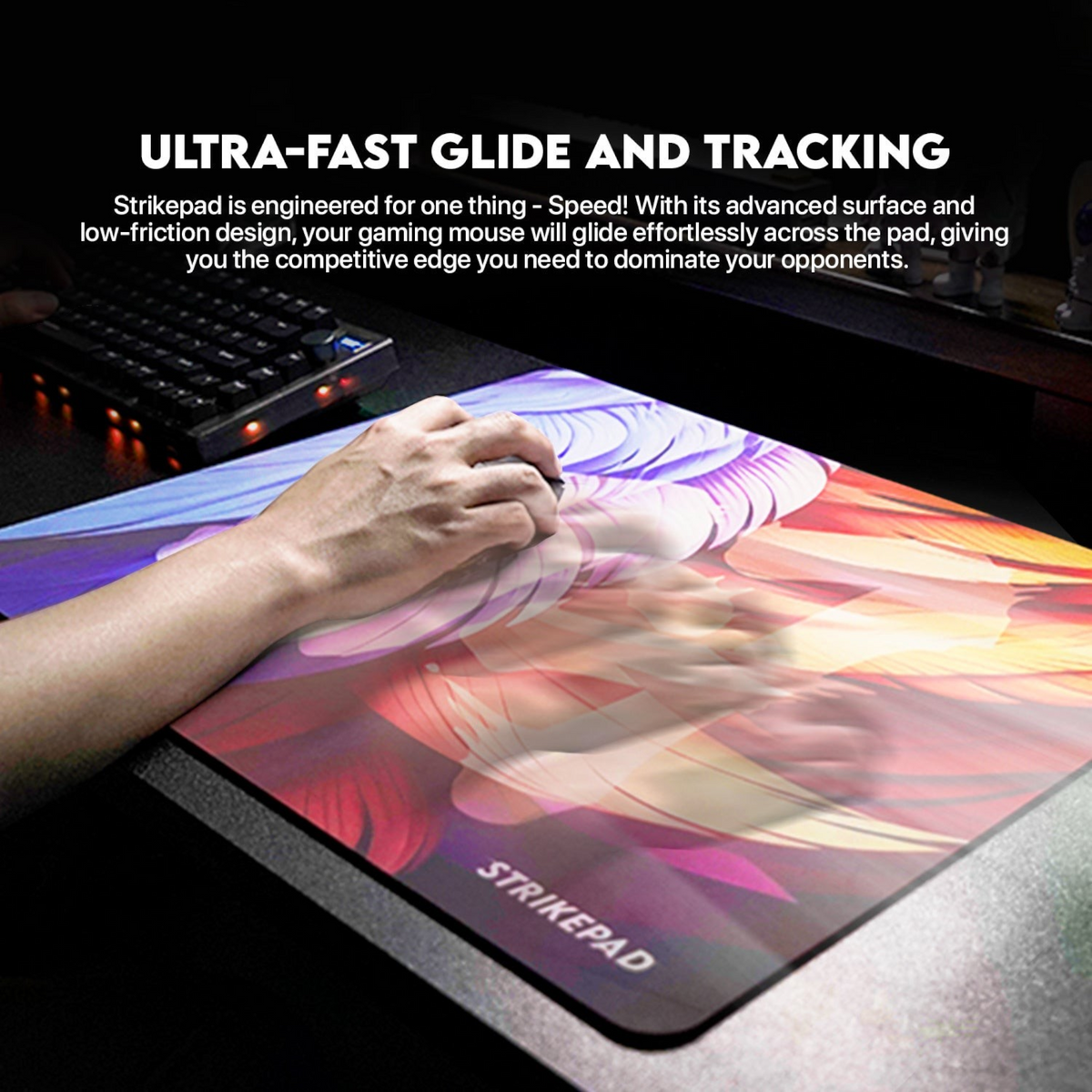 Oyuncu Baykuş Fantech Strikepad fiberglas yüzeyli, renkli grafik tasarımlı hızlı oyuncu mousepad'i