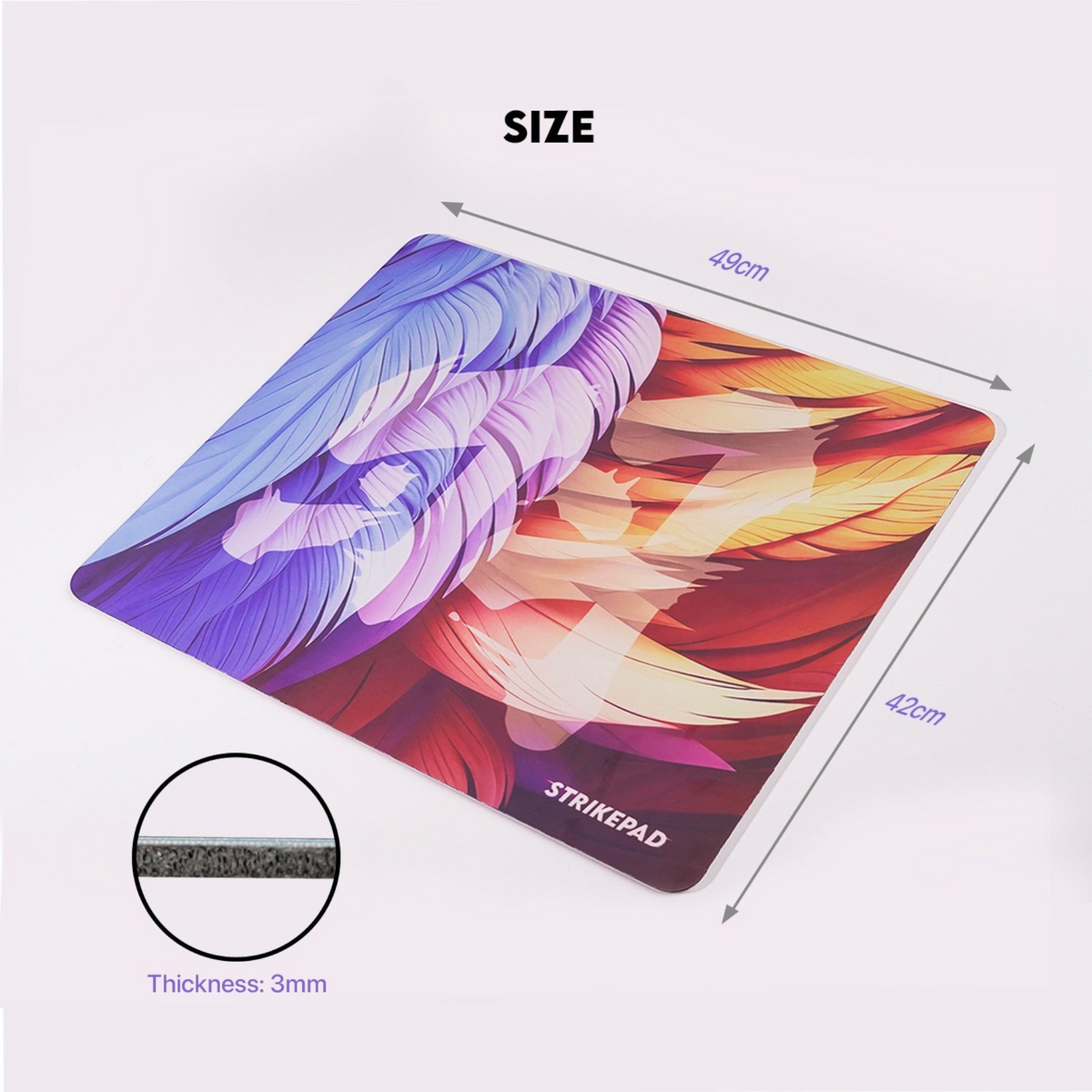 Oyuncu Baykuş Fantech Strikepad fiberglas yüzeyli, renkli tüy desenli, 3mm kalınlığında hızlı oyuncu mousepad
