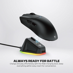 Oyuncu Baykuş Fantech Tanto E kablosuz gaming mouse ve RGB aydınlatmalı şarj standı