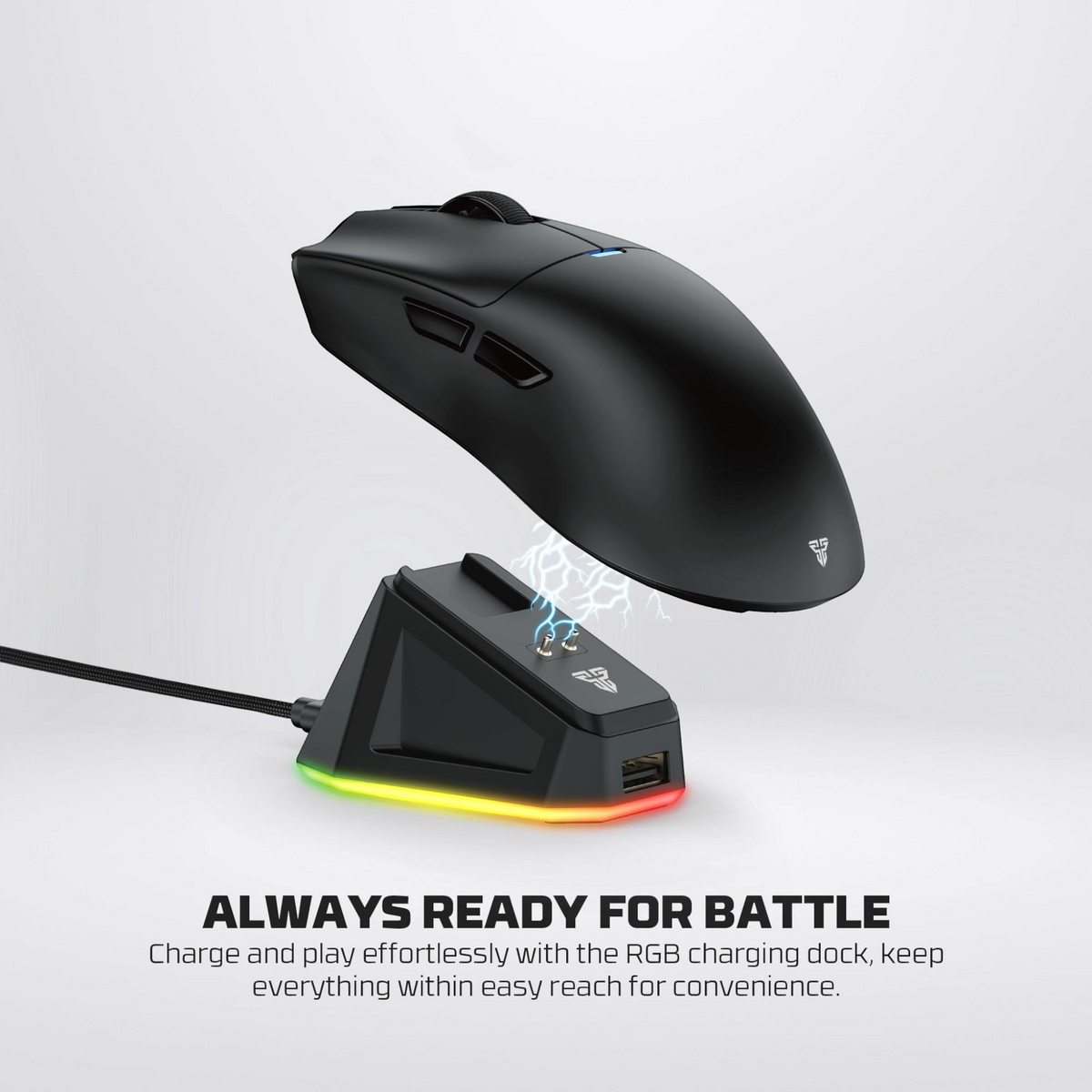 Oyuncu Baykuş Fantech Tanto E kablosuz gaming mouse ve RGB aydınlatmalı şarj standı