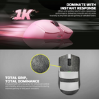 Oyuncu Baykuş Fantech Tanto E pembe kablosuz oyuncu faresi, kaymaz desenli yüzeyi ve 1000Hz yenileme hızı ile