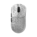 Oyuncu Baykuş Furycube F1 kablosuz gaming mouse, beyaz karbon fiber desenli hafif tasarımıyla üstten görünüm
