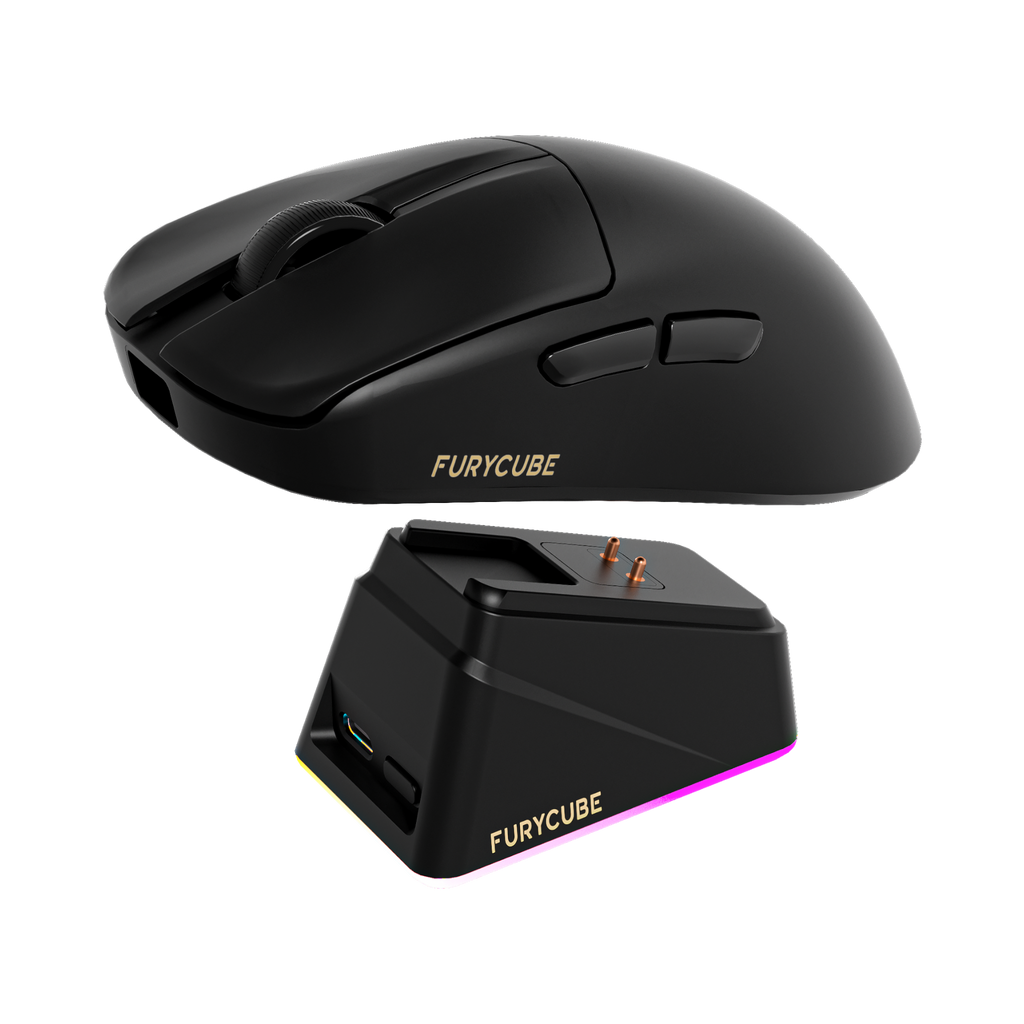 Oyuncu Baykuş Furycube G13 PRO siyah kablosuz gaming mouse ve şarj standı seti