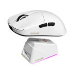 Oyuncu Baykuş Furycube G13 PRO beyaz kablosuz gaming mouse ve şarj standı seti