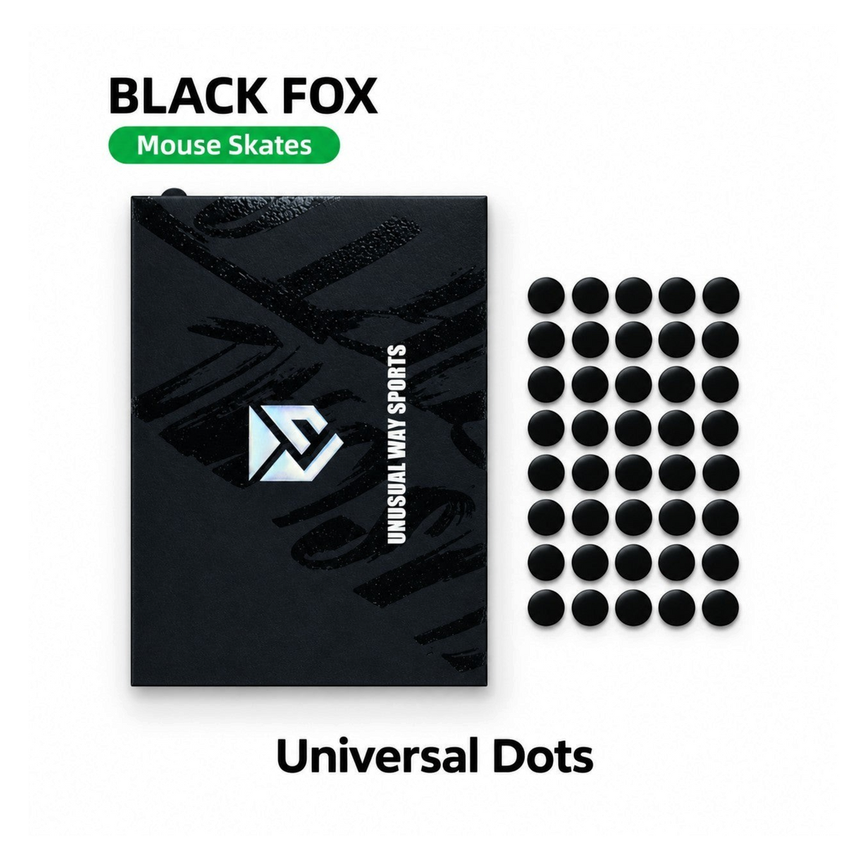 Oyuncu Baykuş Unusual Way Sports Black Fox siyah evrensel mouse skate seti, cam yüzeyler için dot skates tasarımı.