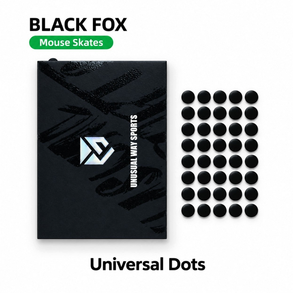 Oyuncu Baykuş Unusual Way Sports Black Fox siyah evrensel mouse skate seti, cam yüzeyler için dot skates tasarımı.