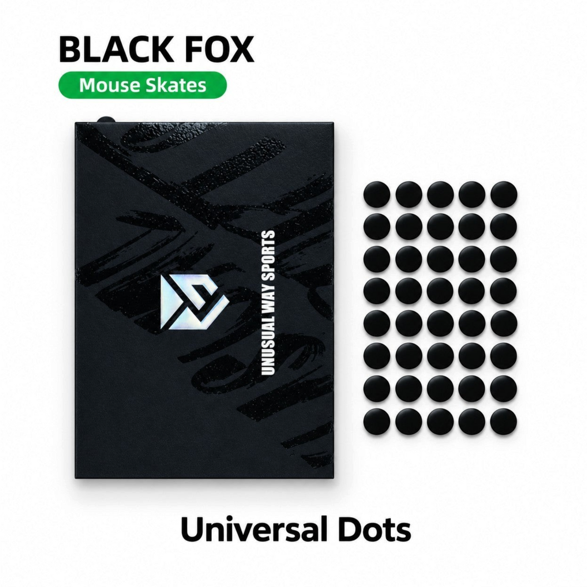 Oyuncu Baykuş Unusual Way Sports Black Fox siyah evrensel mouse skate seti, cam yüzeyler için dot skates tasarımı.
