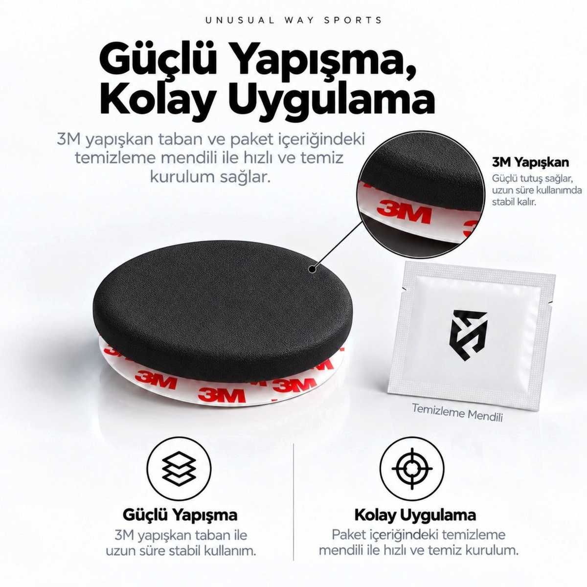 Oyuncu Baykuş Unusual Way Sports Black Fox siyah yuvarlak mouse skate seti ve temizleme mendili