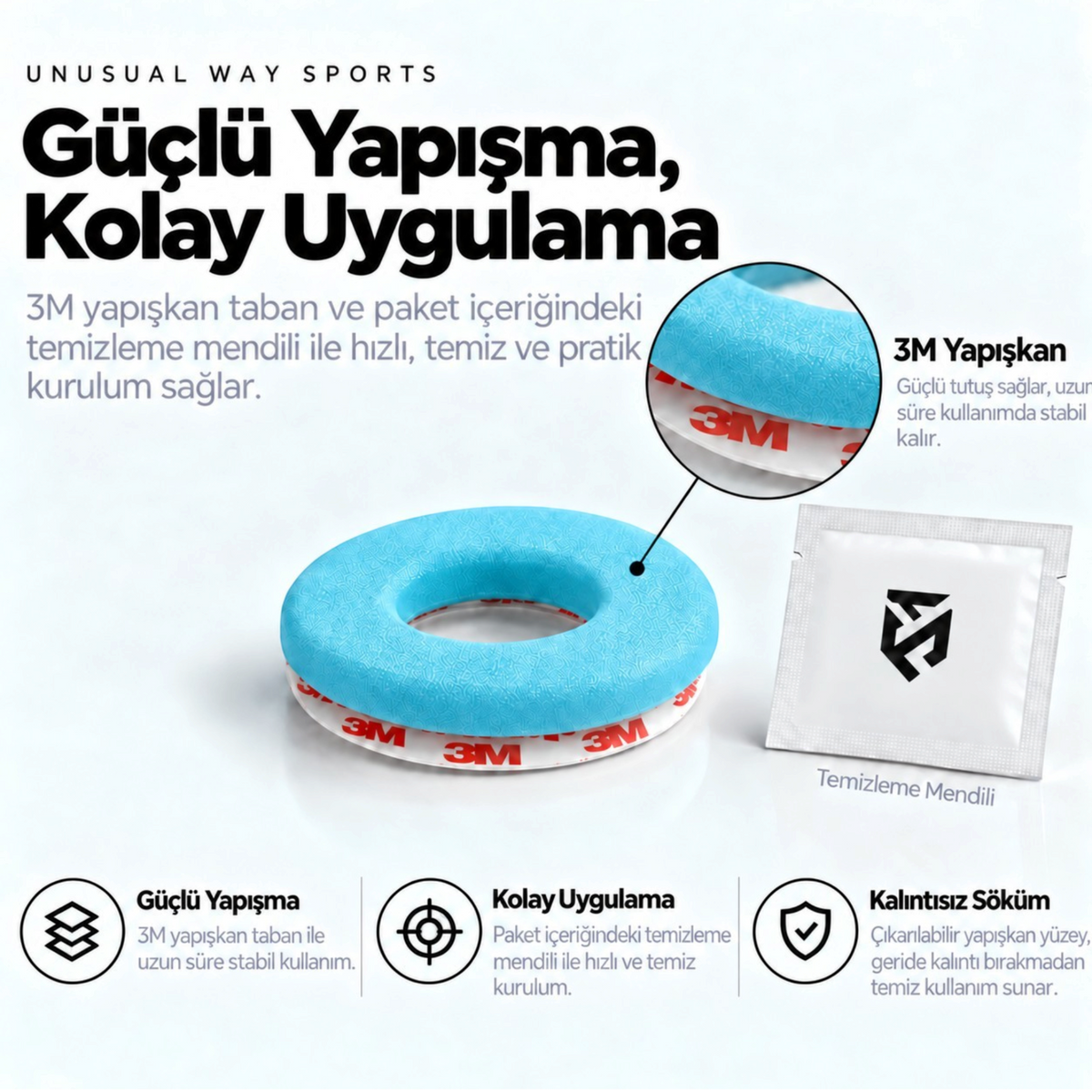Oyuncu Baykuş Unusual Way Sports buz mavisi donut şeklinde 3M yapışkanlı mouse skate seti ve temizleme mendili