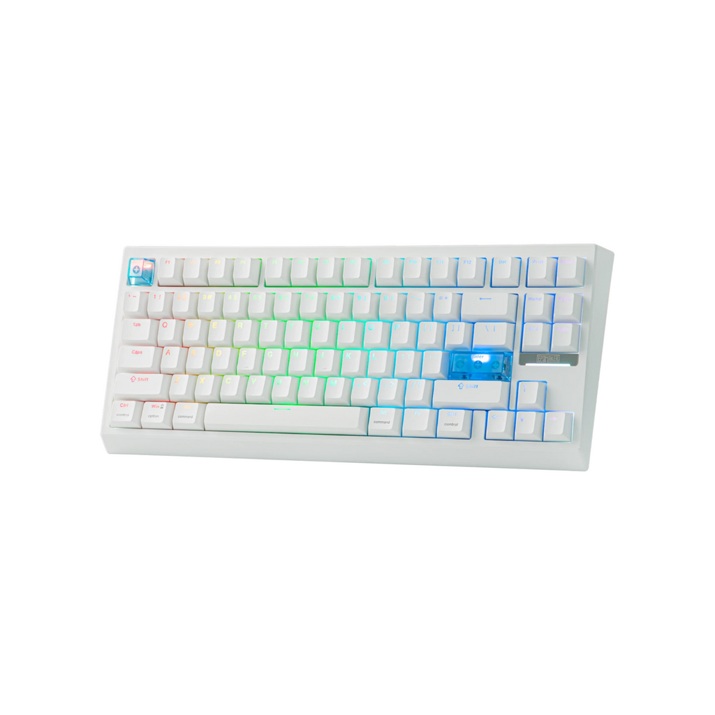 Oyuncu Baykuş Epomaker G84 HE beyaz kompakt mekanik oyuncu klavyesi, RGB aydınlatmalı ve Hall Effect anahtarlı