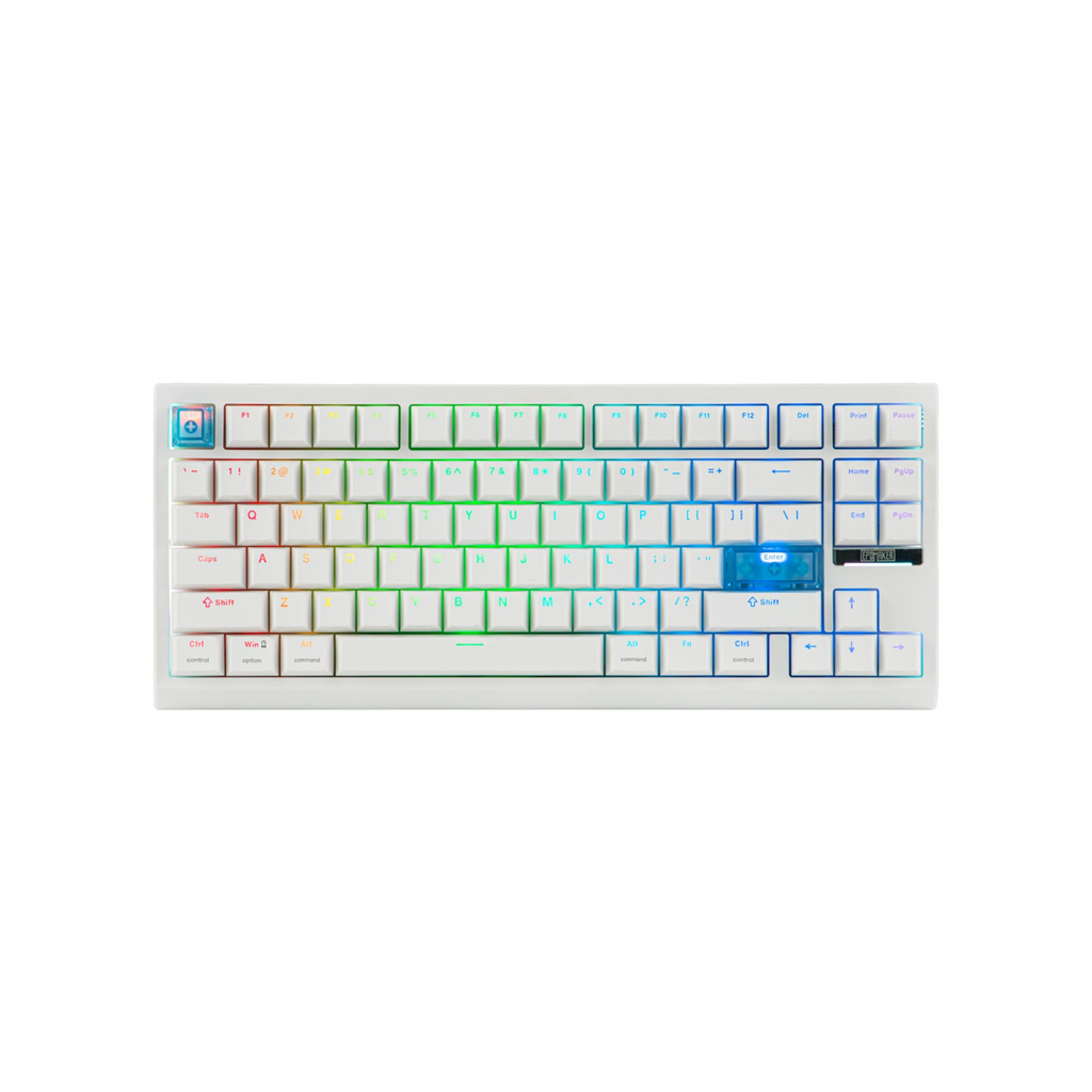 Oyuncu Baykuş Epomaker G84 HE beyaz mekanik oyuncu klavyesi, RGB aydınlatmalı ve 84 tuşlu kompakt tasarım