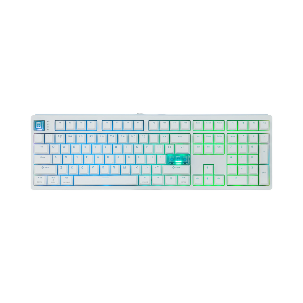 Oyuncu Baykuş Epomaker HE108 RGB aydınlatmalı, beyaz PBT tuş takımlı tam boyutlu mekanik oyuncu klavyesi