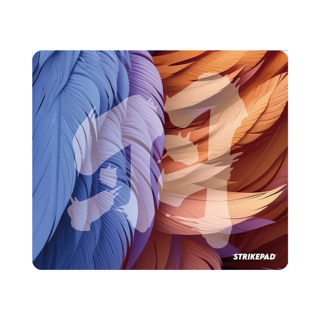 Oyuncu Baykuş Fantech Strikepad fiberglass speed yüzeyli, mavi ve turuncu tüy desenli 490x420mm oyuncu mousepad