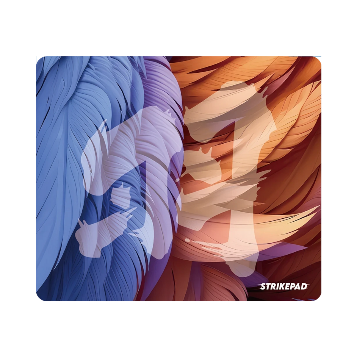 Oyuncu Baykuş Fantech Strikepad fiberglass speed yüzeyli, mavi ve turuncu tüy desenli 490x420mm oyuncu mousepad