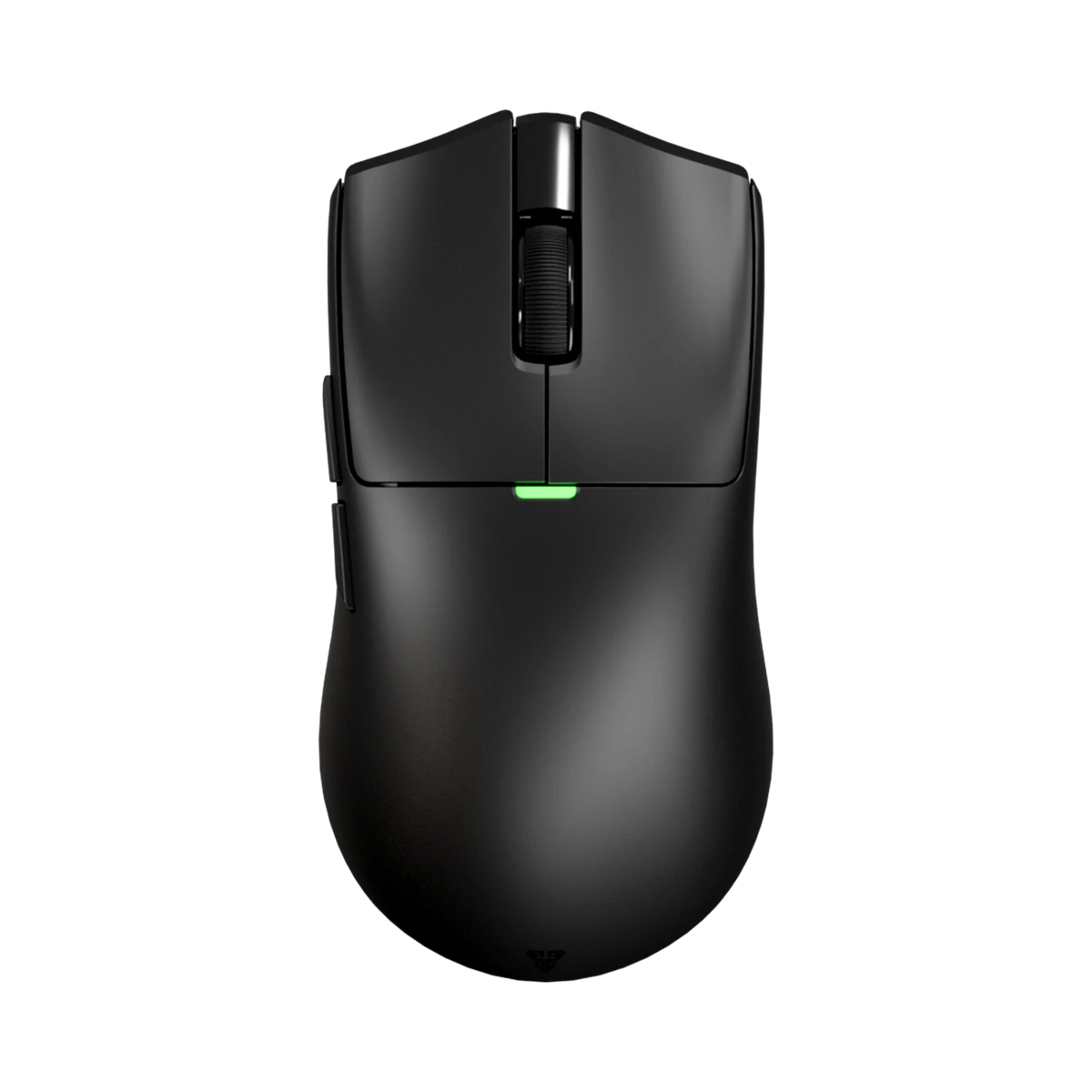 Oyuncu Baykuş Fantech Tanto E siyah kablosuz gaming mouse, üstten görünüm ve yeşil LED ışık detayı