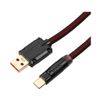 Oyuncu Baykuş kırmızı siyah örgülü USB-C mekanik klavye kablosu, dayanıklı metal konnektörlü şık tasarım