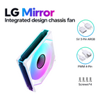 Oyuncu Baykuş Lovingcool LG 120mm beyaz ARGB aynalı kasa fanı, PWM bağlantısı ve montaj vidaları ile birlikte.
