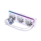 Oyuncu Baykuş LOVINGCOOL 360mm beyaz sıvı soğutma sistemi, dijital ekranlı pompa bloğu ve RGB aydınlatmalı fanlar.