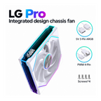 Oyuncu Baykuş LOVINGCOOL LG Pro beyaz ARGB bilgisayar kasa fanı, entegre hız göstergeli ve PWM bağlantılı soğutucu