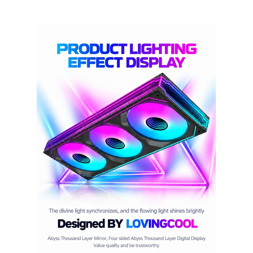 Oyuncu Baykuş LOVINGCOOL LG Pro RGB aydınlatmalı üçlü entegre kasa fanı, sonsuzluk aynası tasarımıyla