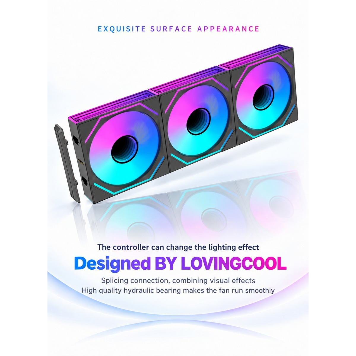 Oyuncu Baykuş LOVINGCOOL 120mm RGB birbirine bağlanabilir üçlü bilgisayar kasa fanı seti