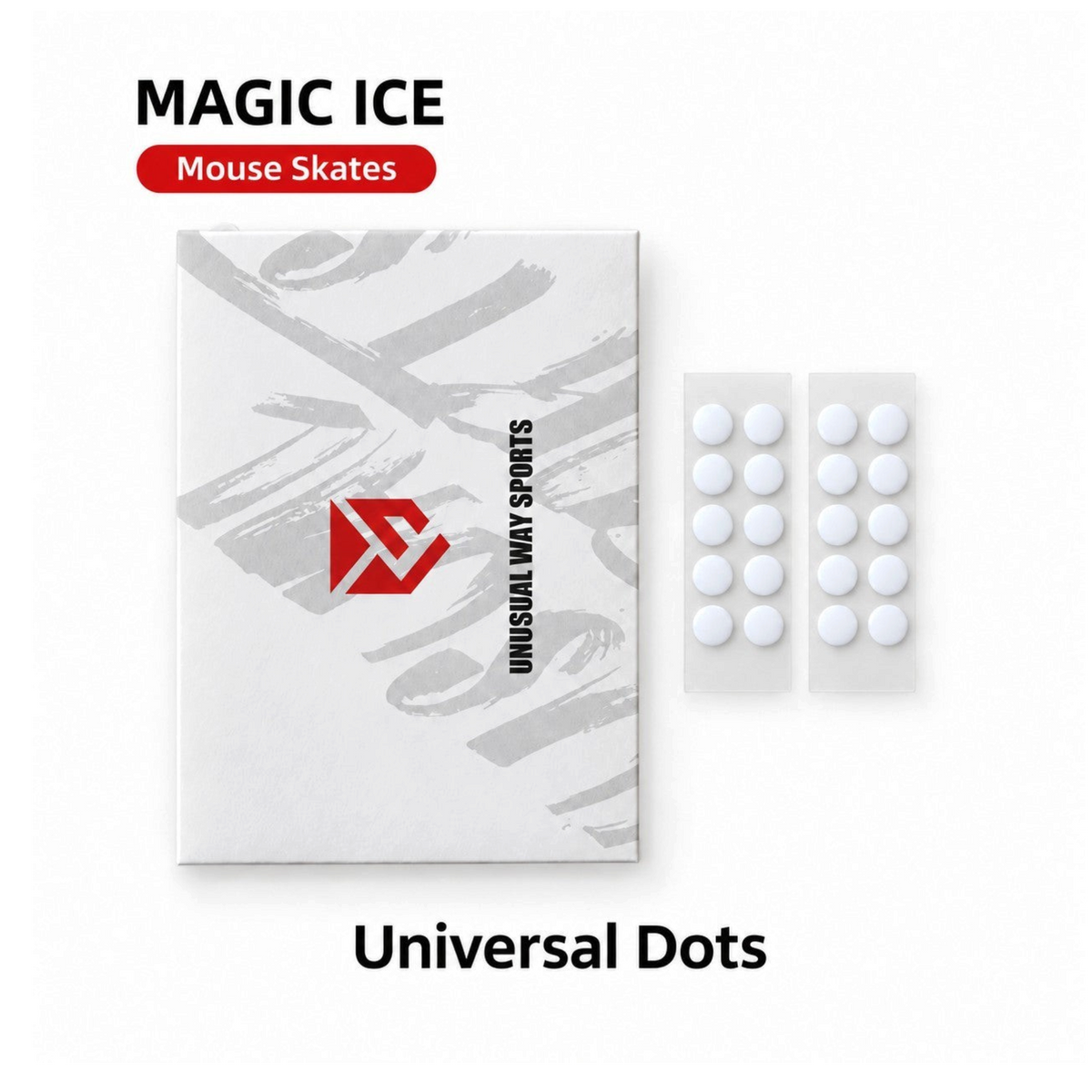Oyuncu Baykuş Unusual Way Sports Magic Ice beyaz PTFE nokta mouse skatez seti, pürüzsüz ve hızlı oyun performansı için.