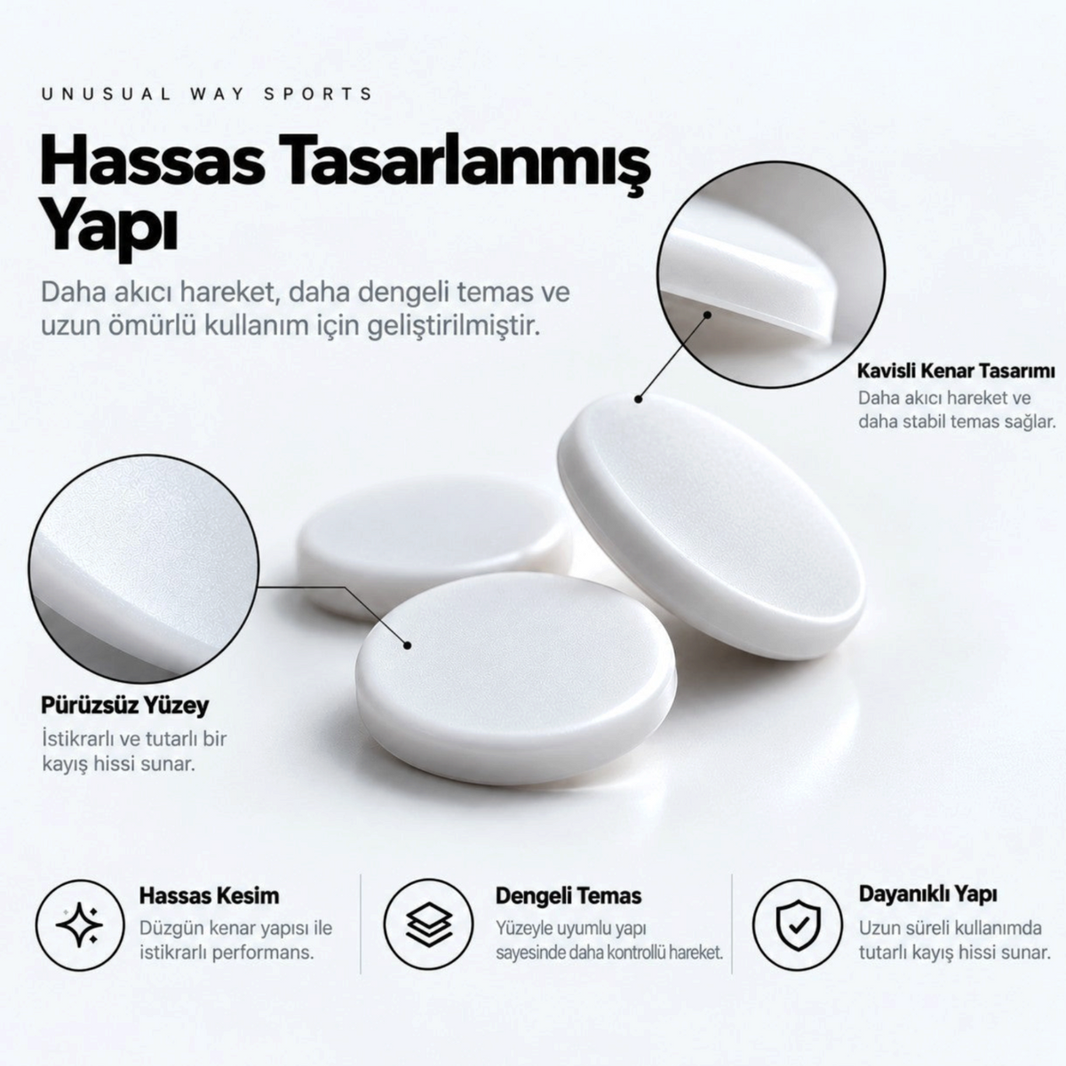 Oyuncu Baykuş Unusual Way Sports Magic Ice beyaz PTFE dot mouse skatez seti, kavisli kenar ve pürüzsüz yüzey tasarımı