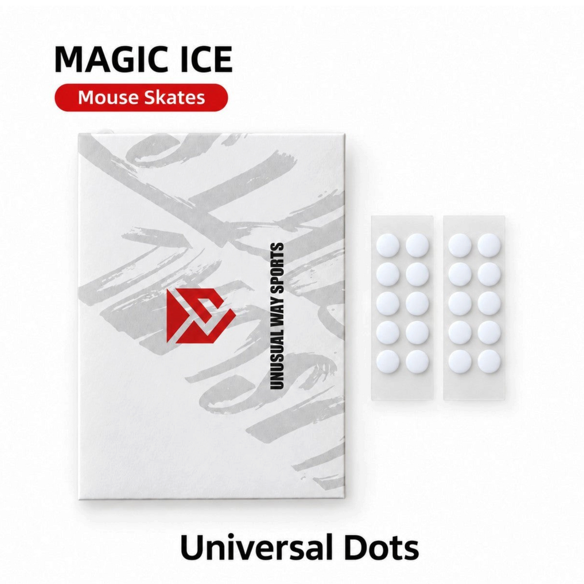 Oyuncu Baykuş Unusual Way Sports Magic Ice beyaz PTFE nokta mouse skatez seti, pürüzsüz ve hızlı oyun performansı için.