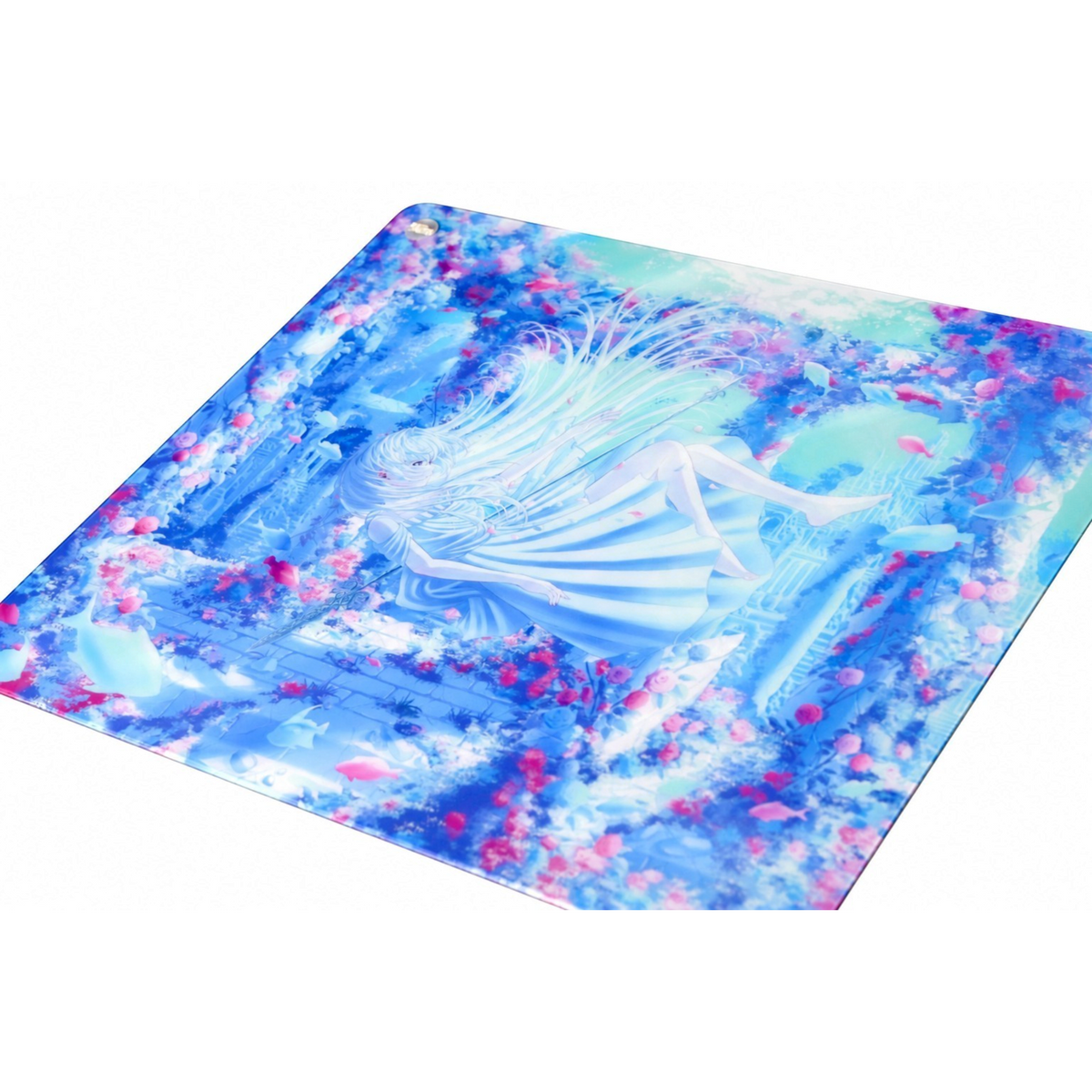 Oyuncu Baykuş mavi tonlarında anime temalı, çiçek desenli, yüksek hassasiyetli ve kaymaz tabanlı oyuncu mouse pad