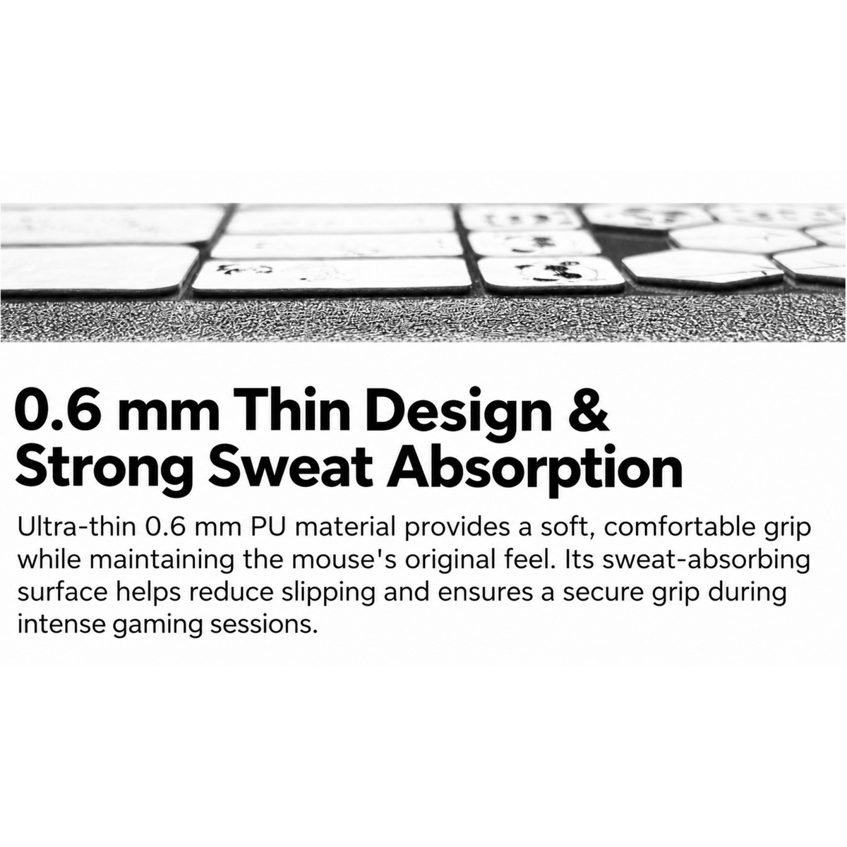 Oyuncu Baykuş siyah beyaz desenli, ter emici özelliğe sahip 0.6 mm ince yapılı oyuncu mouse kavrama bandı seti