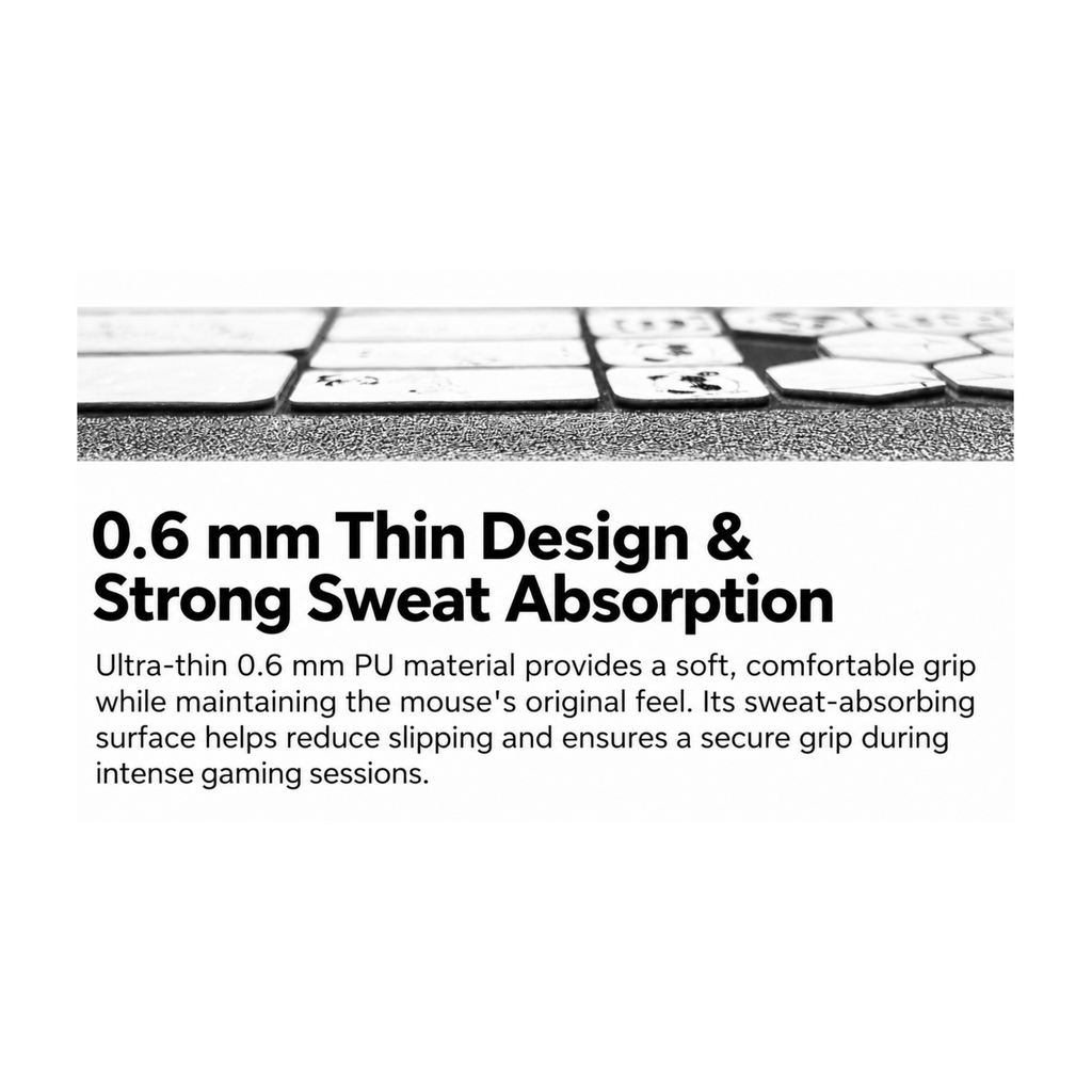 Oyuncu Baykuş siyah beyaz desenli, ter emici özelliğe sahip 0.6 mm ince yapılı oyuncu mouse kavrama bandı seti