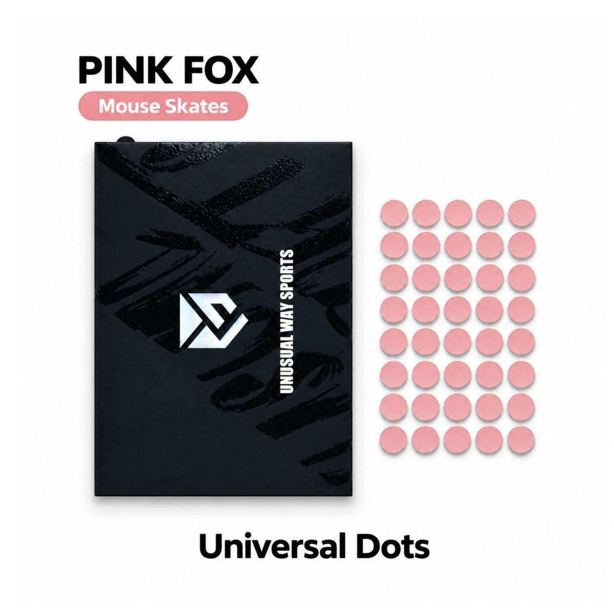 Oyuncu Baykuş Unusual Way Sports Pink Fox pembe PTFE mouse skate seti ve siyah ürün kutusu
