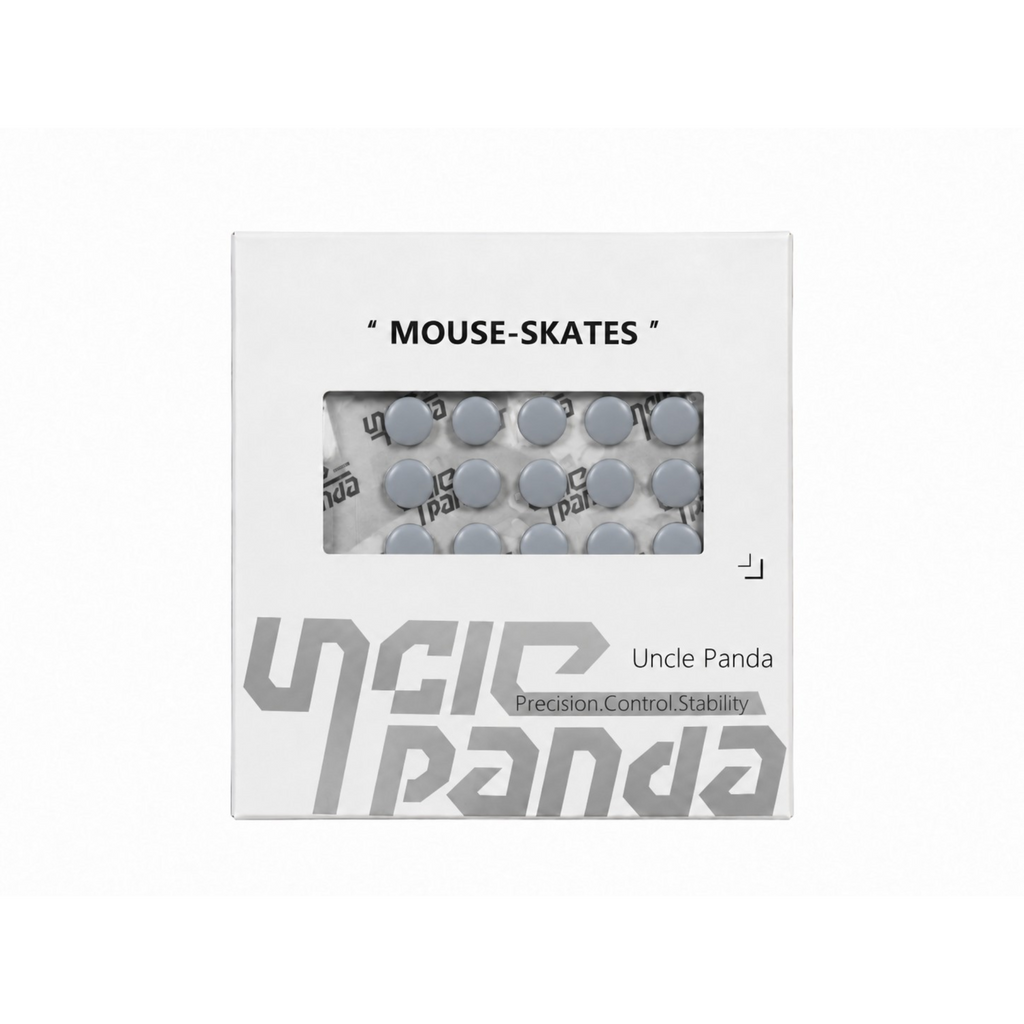 Oyuncu Baykuş Uncle Panda Spirit Dots V2 gri renkli PTFE mouse skate seti kutusu