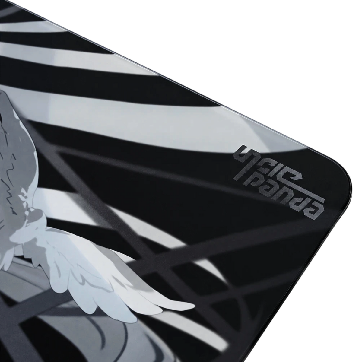 Oyuncu Baykuş Uncle Panda desenli siyah beyaz oyun mousepad yüzeyi