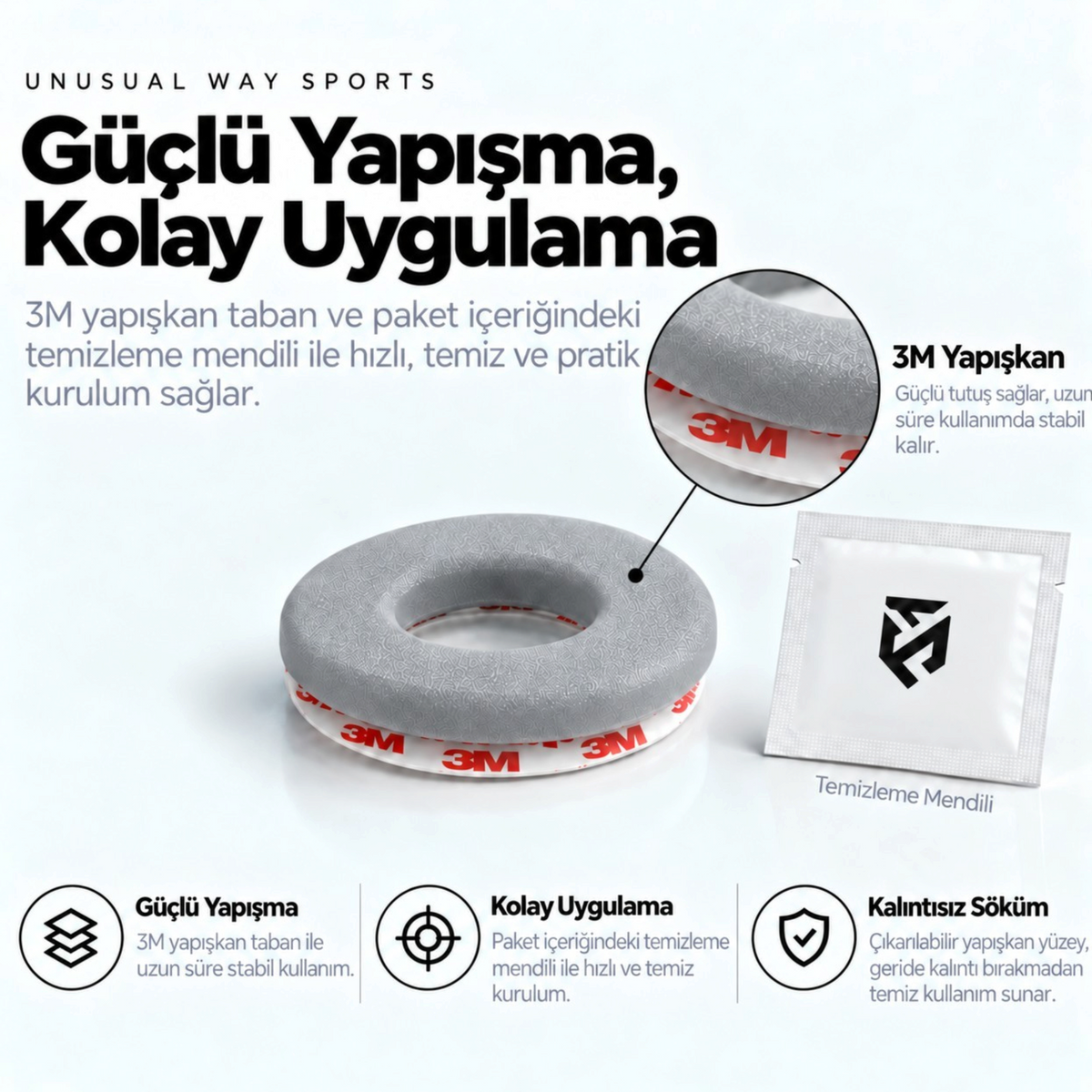 Oyuncu Baykuş Unusual Way Sports Silver Fox Gray universal donut mouse skate seti, 3M yapışkanlı ve temizleme mendilli