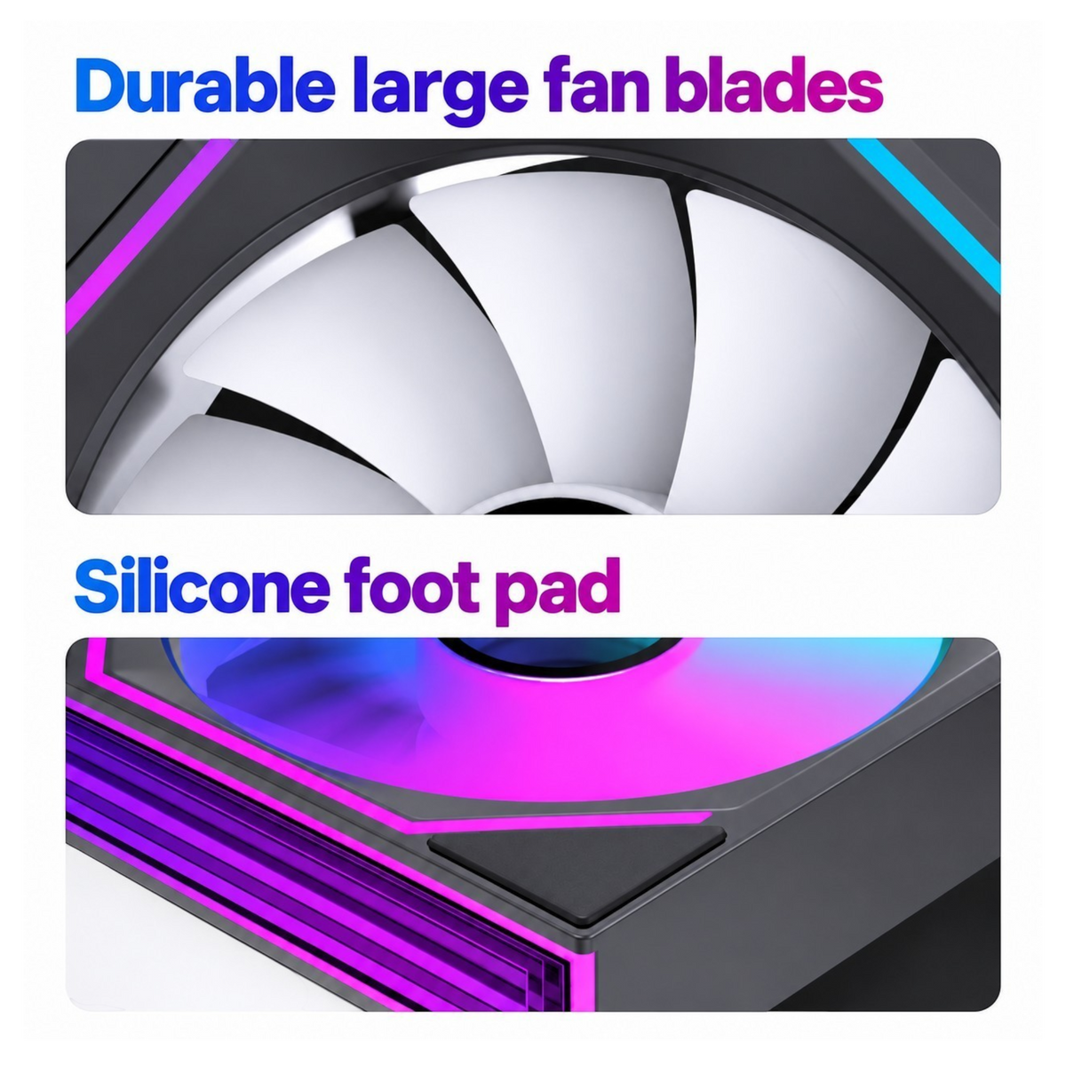 Oyuncu Baykuş LOVINGCOOL RGB bilgisayar kasa fanı, dayanıklı beyaz fan kanatları ve titreşim önleyici silikon pedler