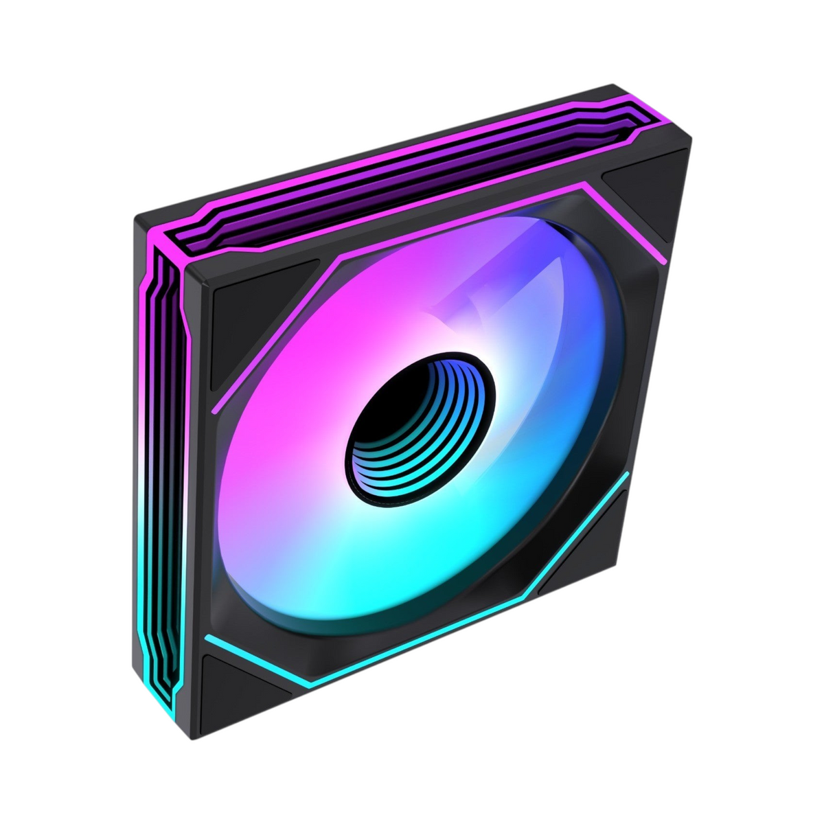 Oyuncu Baykuş yüksek performanslı, canlı RGB aydınlatmalı ve siyah çerçeveli sessiz bilgisayar kasa fanı