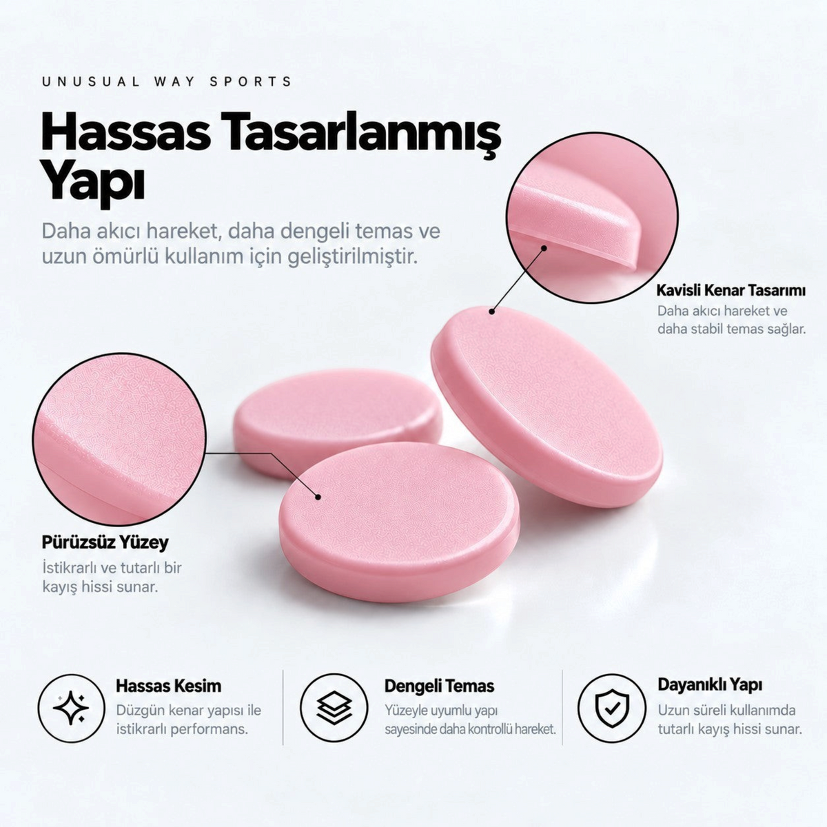 Oyuncu Baykuş Unusual Way Sports Pink Fox pembe PTFE mouse skate seti, kavisli kenar ve pürüzsüz yüzey detayları.