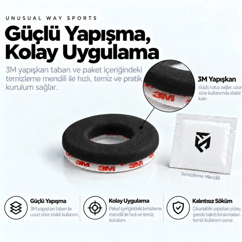 Oyuncu Baykuş Unusual Way Sports siyah donut mouse skate seti, 3M yapışkanlı ve temizleme mendilli profesyonel tasarım.